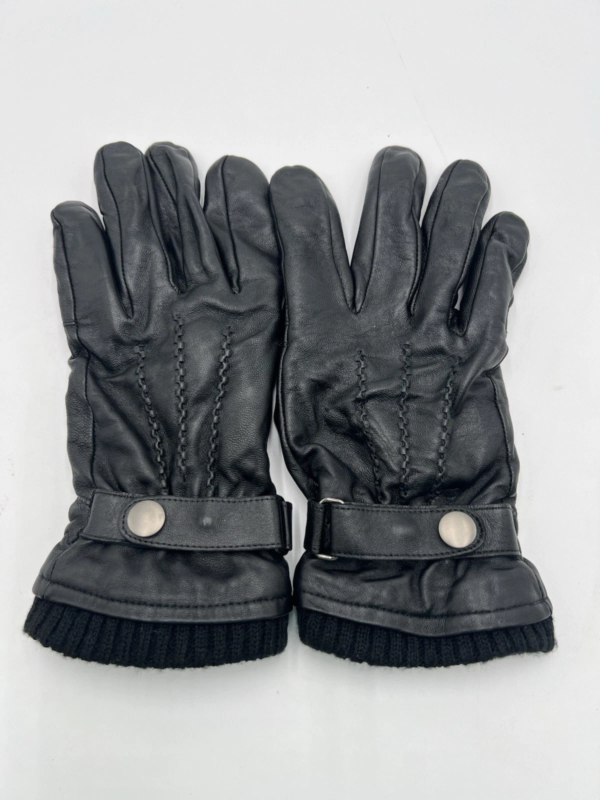 Black Sheepskin Leather Gloves Cashmere Lined Men’s Size Large Winter