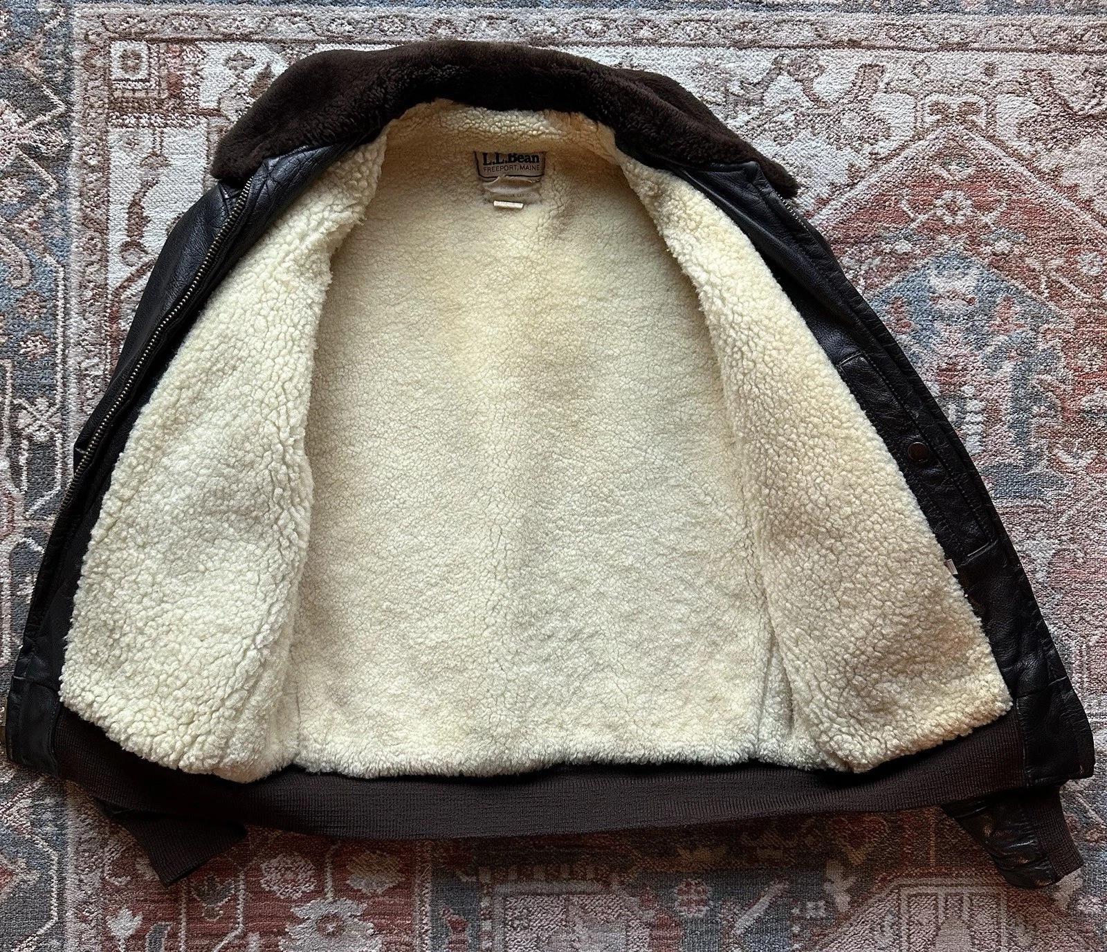VTG Vintage LL Bean Flying Tiger Goatskin Bomber Jacket - size 38 USA image 4