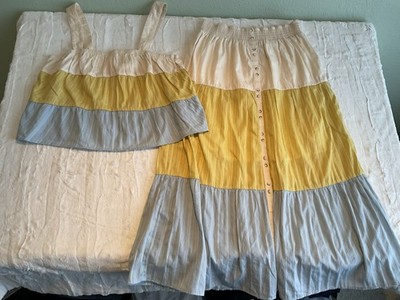 Hem & Thread Two Piece Prairie Skirt & Crop Top S Boho, Cottage Core, Festival￼