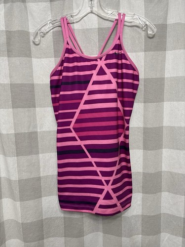 Vintage Nike Pink FitDri Athletic Strappy Tank Top Striped Size Medium Y2K - Picture 1 of 13