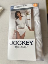Vintage Jockey Elance 3 French Cut Panties Women Sz 7 White Cotton 2003 New