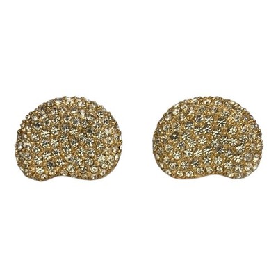 Ciner Gold Tone Pave White Crystals Clip On Earrings Elegant Estate Palm Beach