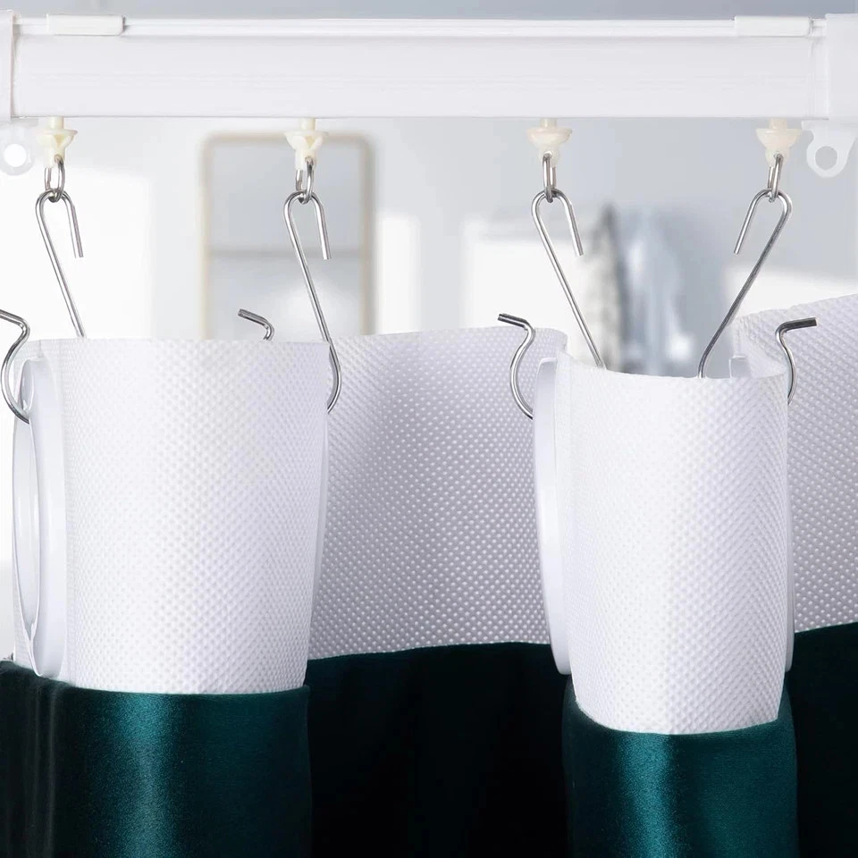 60 peças cortina de chuveiro pacote com 30 peças ganchos e 30 peças planadores para trilhos e - Imagem 4 de 4