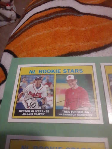 7 2016 Topps Heritage NL Rookie Stars #180 Trea Turner/Olivera SP ROOKIE RC - Imagen 2 de 15