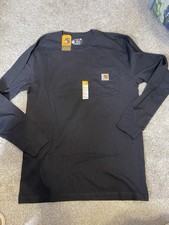 Carhartt Small Loose Fit Heavyweight Black Long Sleeve Pocket T-Shirt Workwear