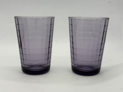 CircleWare Amethyst Purple 6 Ounce Juice Glasses Block Optic Set of 2