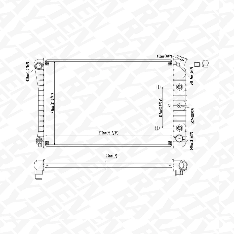 Radiator for Chevrolet Impala C10/C20 Suburban GMC K15/K25/C1500/K1500 Suburban Foto 2 de 4