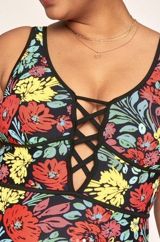 Adore Me Andressa Contour Plus One Piece Swimsuit Womens Size 1X Floral Vibrant - Picture 3 of 14