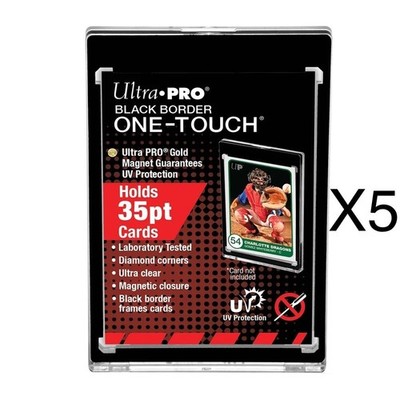 5 Pack Ultra Pro 35PT Black Border ONE-TOUCH Magnetic Holder - Pokemon, MTG,NFL