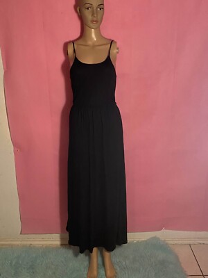Divided by H&M Womens Black Viscose Scoop Neck Strappy Sleeve Maxi Dress Size XS