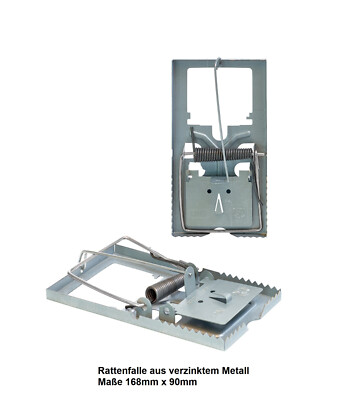 professionelle große Metall Rattenfallen, Stahl verzinkt    170 x 91 x 24 mm