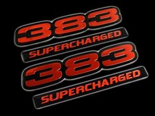 2 383 Supercharged Engine Big Block Aluminum Emblem Red Black For Chrysler Dodge 2 383 Supercharged Engine Big Block Aluminum Emblem Red Black For Chrysler Dodge