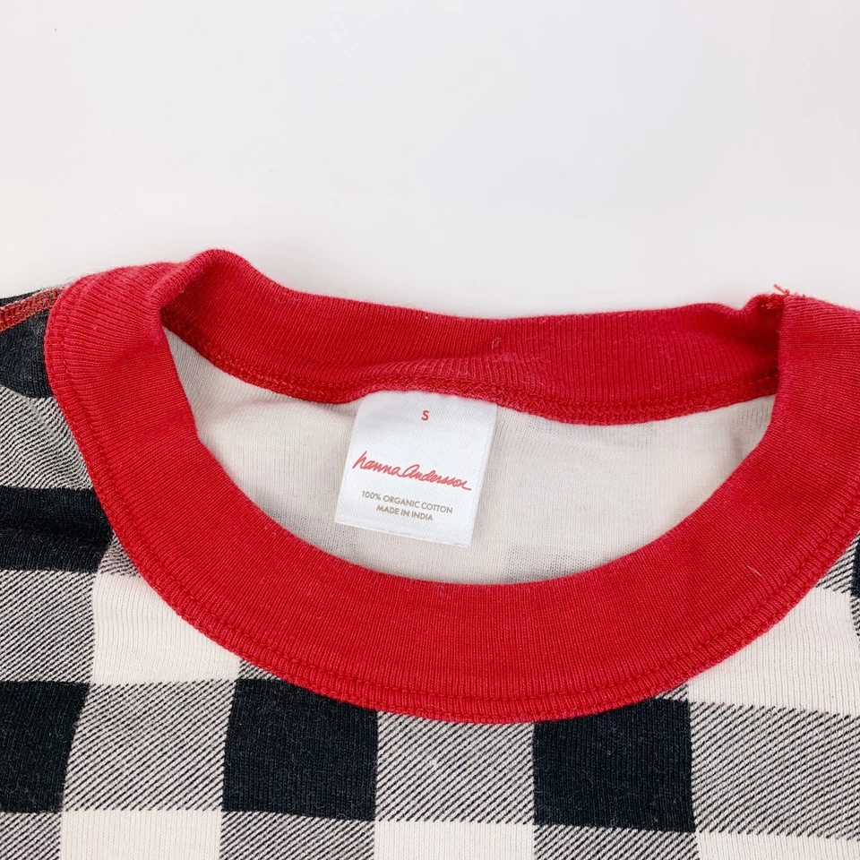 Conjunto de pijama Hanna Andersson Buffalo a cuadros negro blanco camisa para hombre pantalones pequeños XS Foto 2 de 4