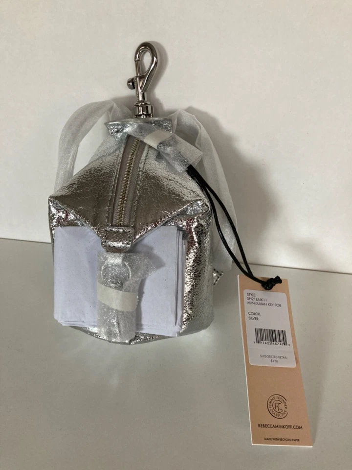 Rebecca Minkoff Mini Julian Leather Key Fob Silver Very Rare - NWT - Image 4 of 4