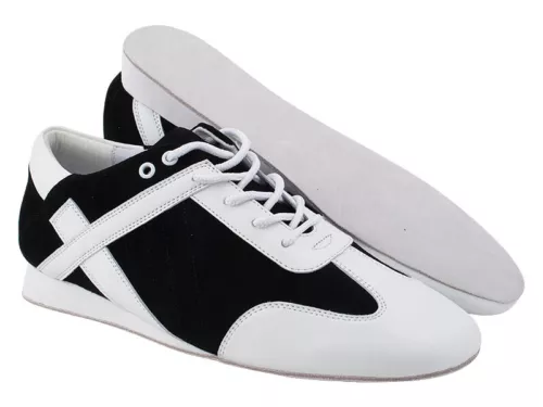 Black White Leather Dance Shoes Salsa Latin Bachata Merengue Men's Very Fine 