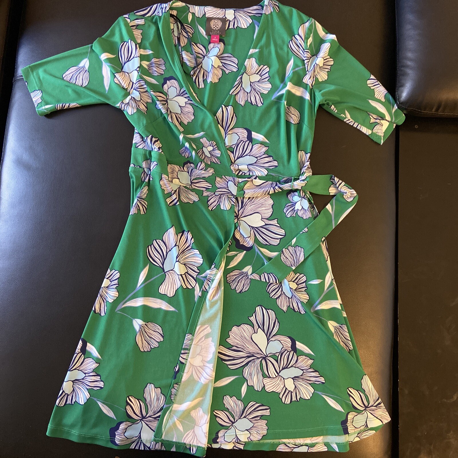 Vince Camuto Women's Asymmetrical Neck Cocktail Dress Green Size 14