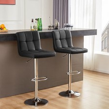 Bar Stools Set of 2 PU Leather Adjustable Swivel Armless Counter Height Barstool