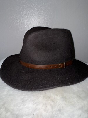 Hologramme Vintage Brown Hat, with a leather belt, 100% Lana  display picture 3