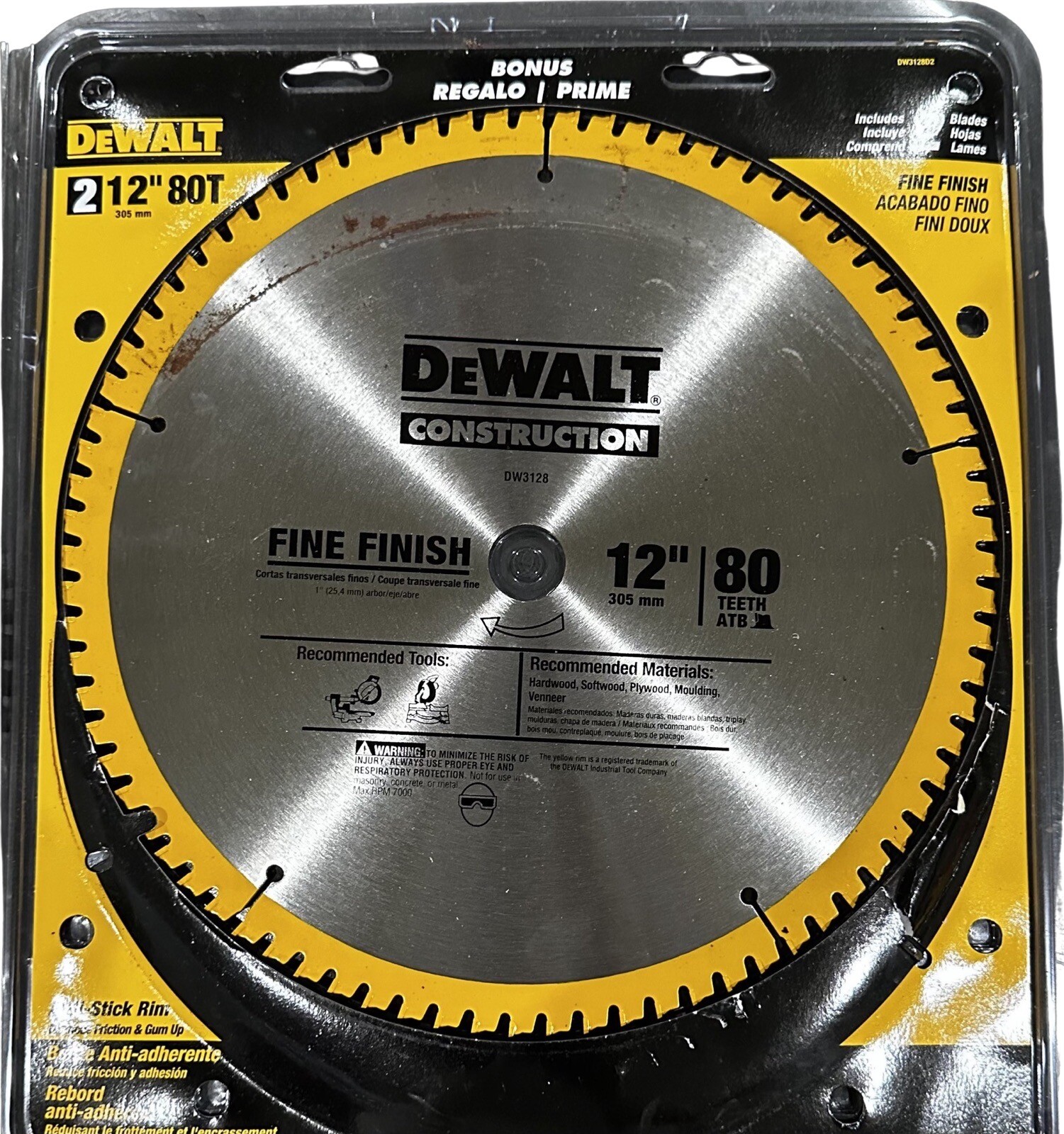 NEW DeWalt DW3128P5 12 in. 32Teeth and 80Teeth Miter Saw Blade (2