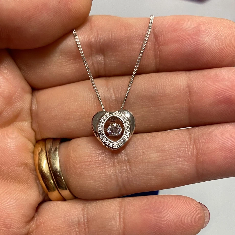 Collana Cuore Cristallo Infinito pl. oro Bianco 18k con Cristalli Zirconi - Immagine 2 di 4