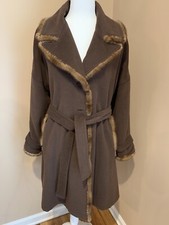 Authentic Women Fendi Mink Wool Cashmere Brown Coat M/l