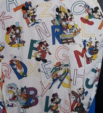 Vintage Disney Mickey Mouse Alphabet Crib Sheets For Crafting Fabric READ