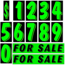 Vinyl Number and Decals 13 Dozen Car Lot Windshield Pricing Stickers Green 2 ,