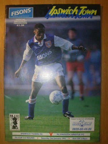 Ipswich Town Home Teams F-K Football FA Cup Fixture Programmes (1990s)