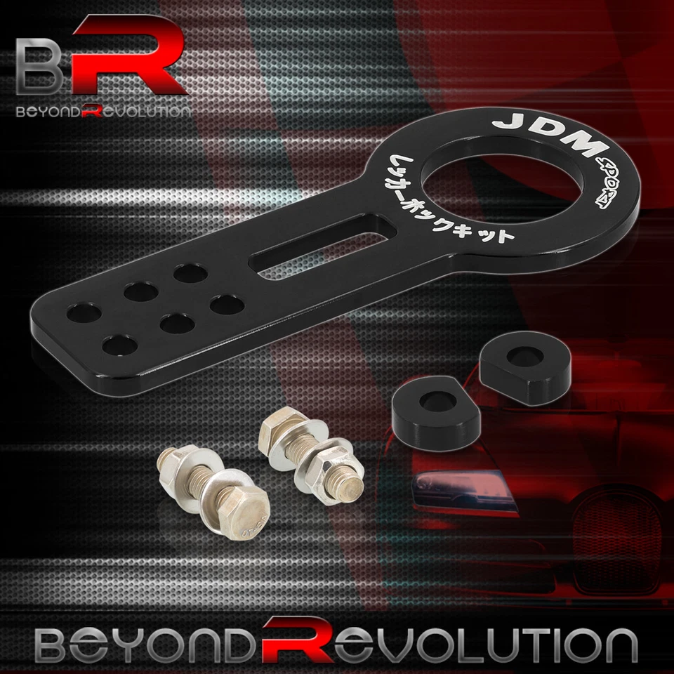 Gancho de remolque deportivo AutoX 8MM unidad de remolque de alta resistencia anodizado negro para Acura JDM Foto 3 de 3