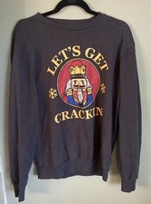 Holiday Christmas Party Ugly Sweatshirt VTG Nutcracker Lets Get Cracking Gray