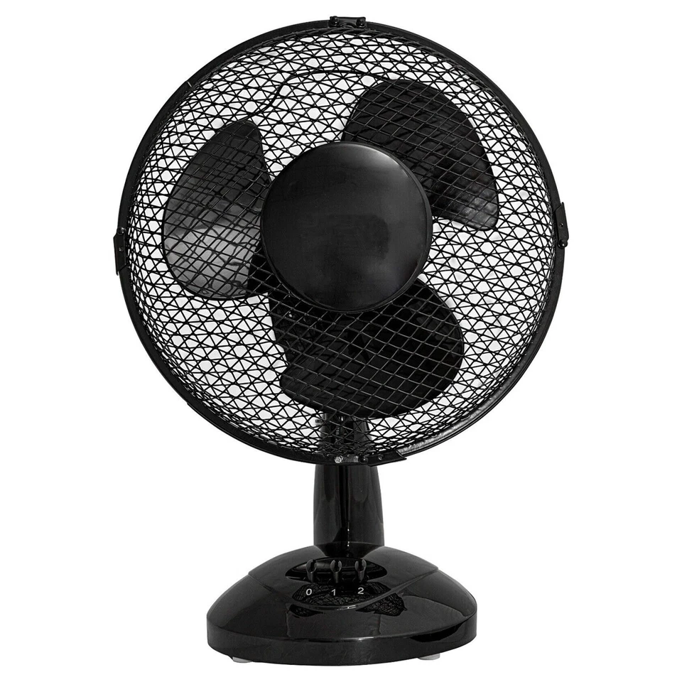 Black 9" Inch Small Oscillating 2 Speed Air Cooling Room Desk Work Top Fan - Image 2 of 4