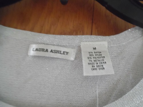 NWT Laura Ashley Medium Tank Top Knit Silver Star Scoop Neck - Picture 3 of 3