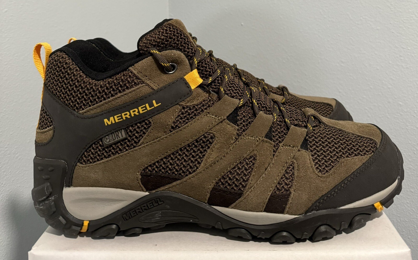 Stivali da trekking Merrell da uomo Alverstone medi impermeabili pietra taglia 12 J48535 NUOVI