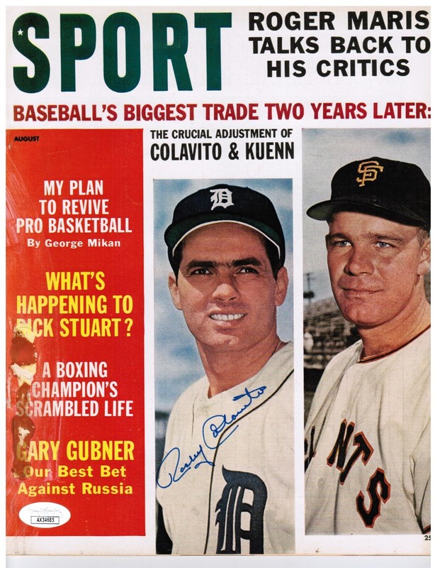 Rocky Colavito Signed 1962 Sport Magazine - JSA Authentic