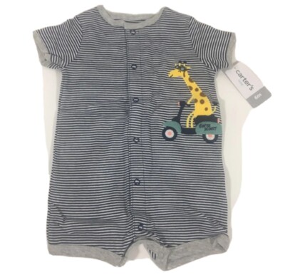 (2) NWT Carter s Baby Striped Giraffe Scooter Romper One Piece Boy Girl Size 6M