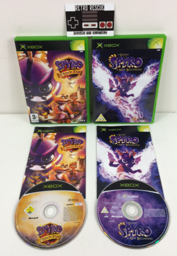 Pacchetto di gioco Xbox originale Legend Spyro A New Beginning Hero's Tail x2 manuale CIB - Foto 1 di 11