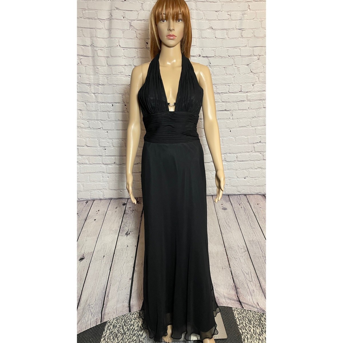black silk halter dress Lady Black Tie - Piper Maxi Dress - Fitted Satin Halter Dress main image 1