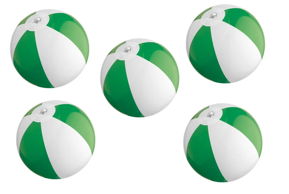 MACMA 5x Mini Strandball / Wasserball / Farbe: grün-weiß