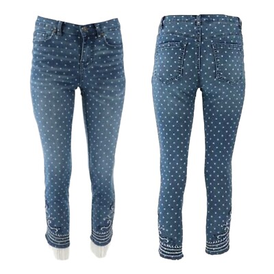 DG2 Diane Gilman Stretch Embroidered Jean Bead Fringe Midtone Dot