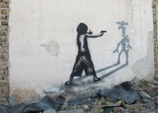 Art Postcard Street art ltd edition 10 print Proof Banksy style "Stick-Em up" 