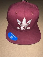 Adidas Men's Originals Trefoil Chain Snapback Flatbrim Cap Hat Maroon White OS