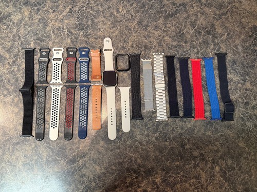 45mm Aluminum Apple Watch Series 7 with GPS + Cellular with band bundle, extras