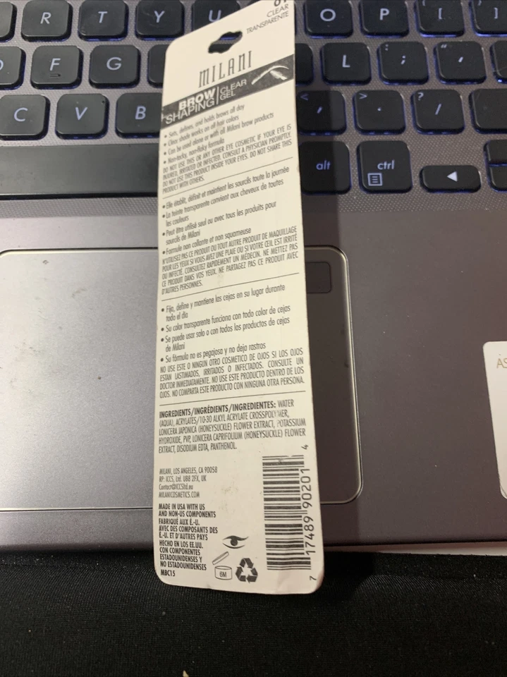 Gel transparente moldeador de cejas Milani ~ 01 tapa transparente nueva sellada dañada Foto 2 de 2