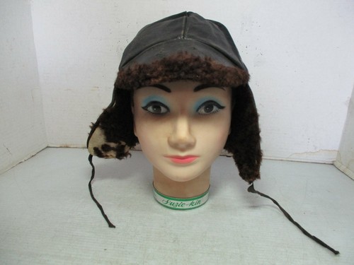Vtg. US WWI Leather Aviator Flying Cap 