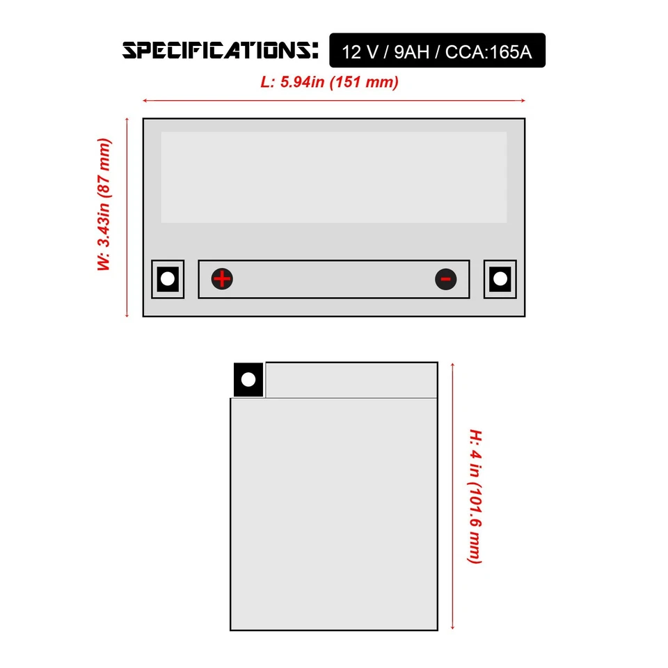 BATERÍA AGM PARA SUZUKI GSX-R750W 1993-1995 / GSX-R750X 2004-2005/ GSX-R750Z 2014 Foto 2 de 4