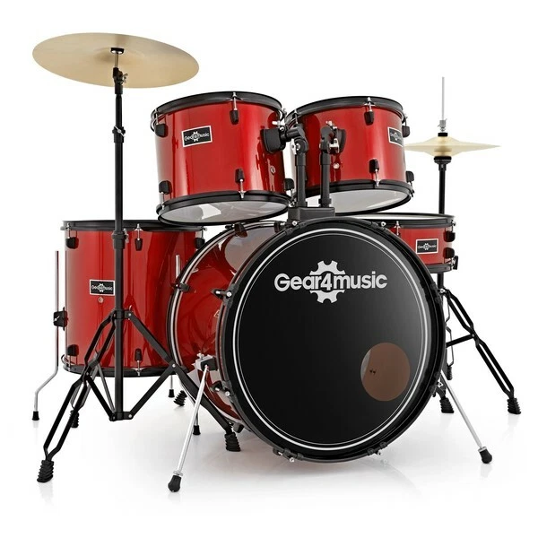 BDK 1 Full Size Starter Drum Kit by Gear4music Red