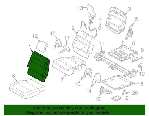 Conjunto de funda de cojín trasero derecho original Ford Flex 2011-2012 BA8Z-7466600-AD Foto 2 de 2
