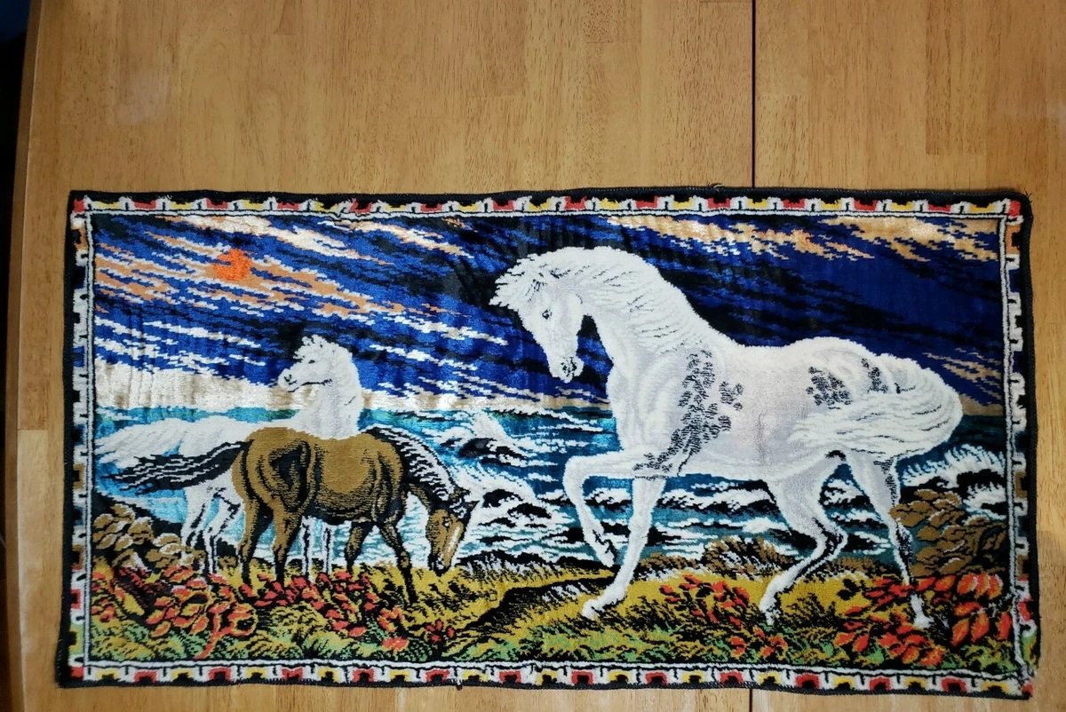 Vintage Italy Wall Tapestry Horses In Meadow 38