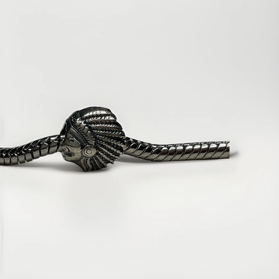 Dije pulsera estilo europeo con cuentas de plata 925 Zable con cabeza de jefe indio Foto 3 de 4