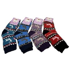 Kids Christmas Reindeer Socks Warm Fuzzy Socks, Multi-color Ankle Socks, 4 Pairs